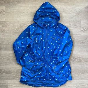 Mossimo Blue Rain Jacket with Birds | Extra Large, XL